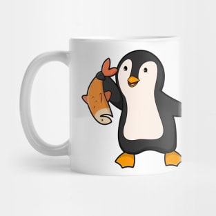 Penguin as Angler with Fish Mug